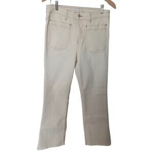 ZARA  Cropped Patch Pocket Jeans Ecru Womens 8